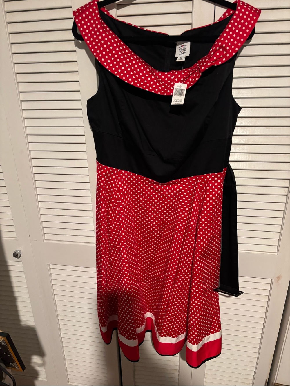 Minnie Disney Dress Shop Vintage-Inspired Red Polka Dot & Black Midi Dress